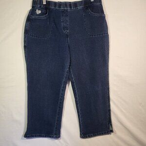 Dream Jeannes by Quacker Factory Woman's Pull On Capris Size Large Blue